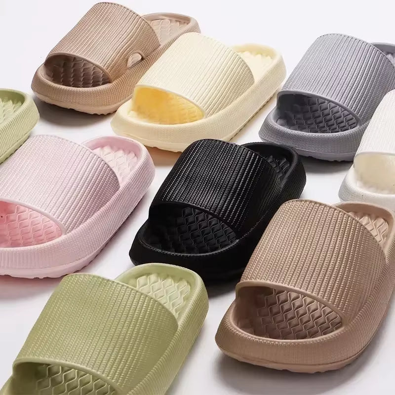 Women'S Thick Platform Cloud Slippers EVA Soft Sole Pillow Slides Summer Beach Flip Flops Women Non Slip Bathroom Home Slippers