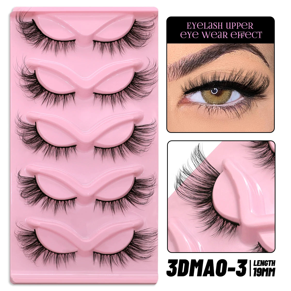 Cat Eye Lashes Natural Long Clear Band Lashes Winged End Eye Elongated Eyelashes Faux Mink Eyelashes Makeup