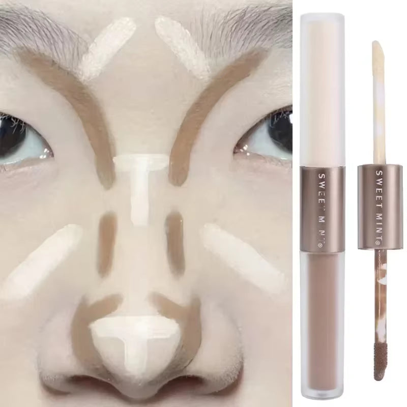 Double-Ended Highlighting Contouring Stick 2-In-1 Concealer Pencil Cement Grey Three-Dimensional Nose Shadow Bronzers Makeup Pen