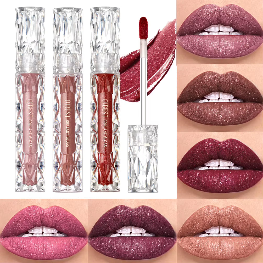 Waterproof Diamond Shimmer Glitter Lipgloss Matte Liquid Lipstick Shiny Pearl Lip Glaze Long Lasting Liptint Women Makeup