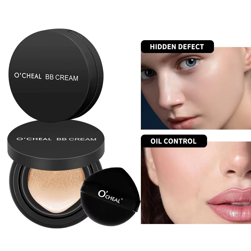 OCHEAL BB Cream Air Cushion Full Coverage Waterproof Long-Lasting Concealer Cushion Compact Face Makeup Foundation CC Cream