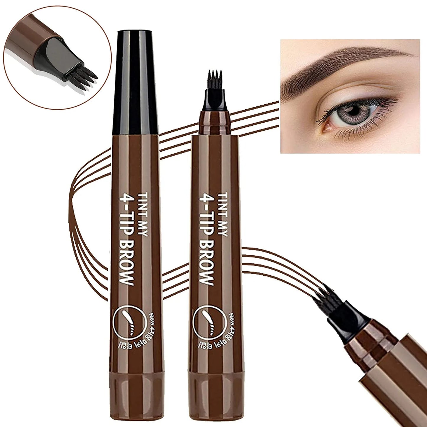 5 Colors Microblading Eyebrow Pen Waterproof Liquid Eyebrow Pencil Long Lasting Eyebrow Pen 4 Oints Eyebrow Pen Cosmetics