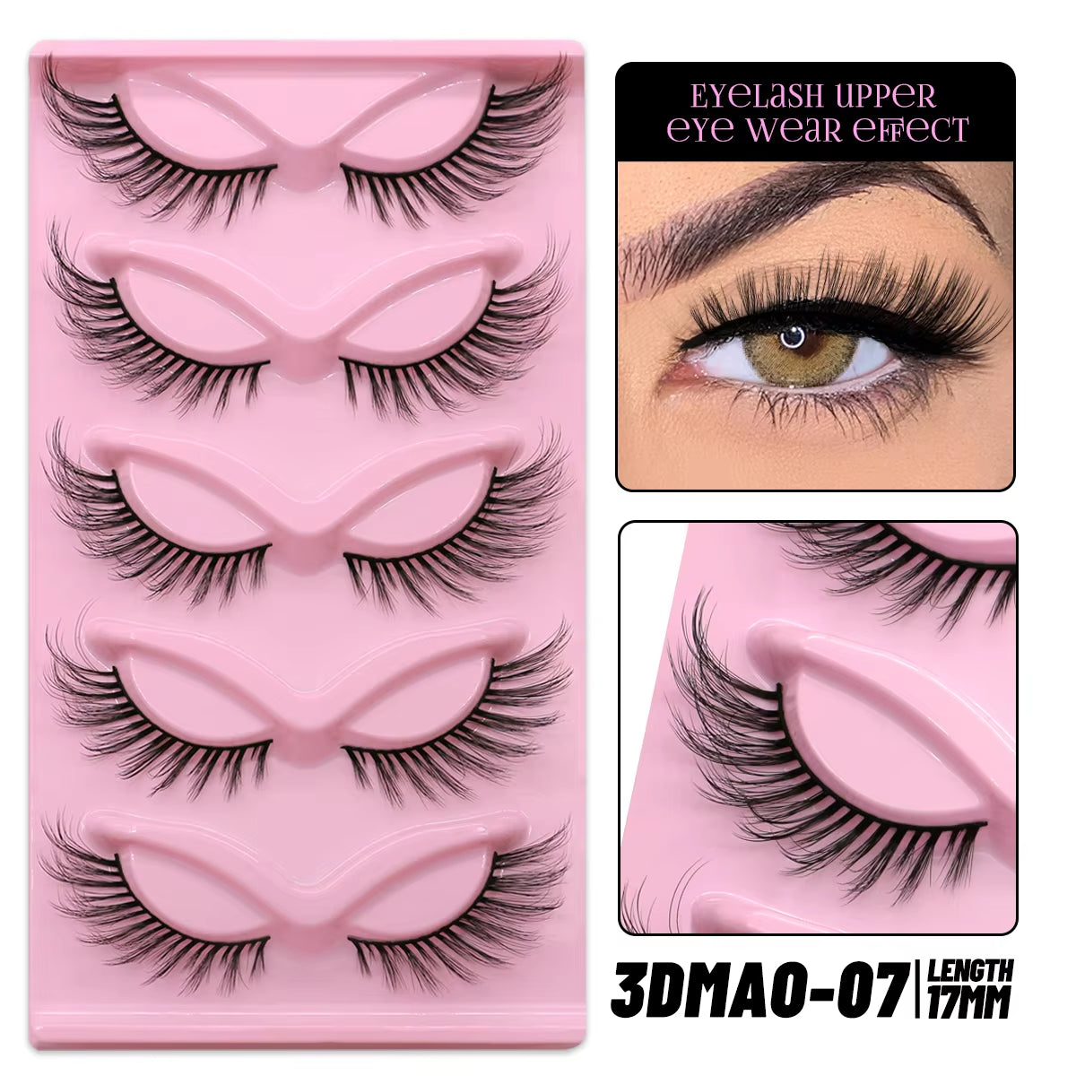 Cat Eye Lashes Natural Long Clear Band Lashes Winged End Eye Elongated Eyelashes Faux Mink Eyelashes Makeup