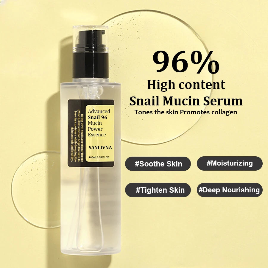 Snail Mucin 96% Korean Skin Care Facial Essence Fading Fine Lines Repair Essence Firming Facial Snail Brightening Anti-Aging