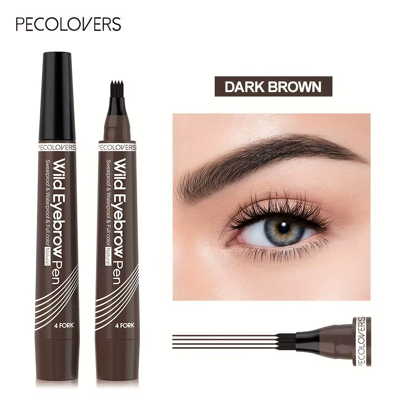 6 Colors 1Pc Eyebrow Pen Waterproof 4 Split Tip Eyebrows Pen Eyebrow Tattoo Pen Waterproof Liquid Black Eyebrow Makeup Pencil