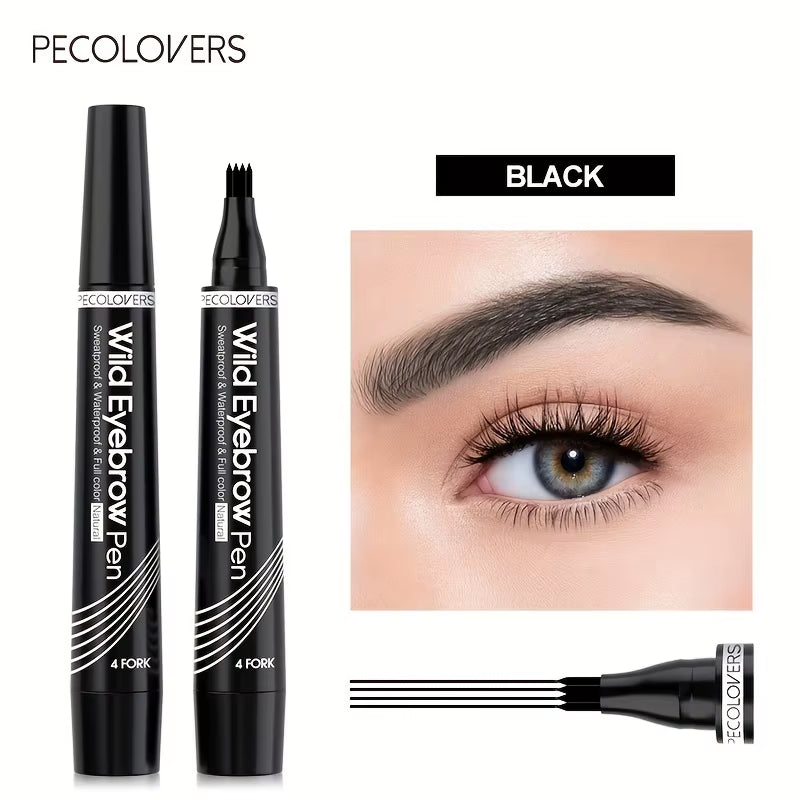 6 Colors 1Pc Eyebrow Pen Waterproof 4 Split Tip Eyebrows Pen Eyebrow Tattoo Pen Waterproof Liquid Black Eyebrow Makeup Pencil