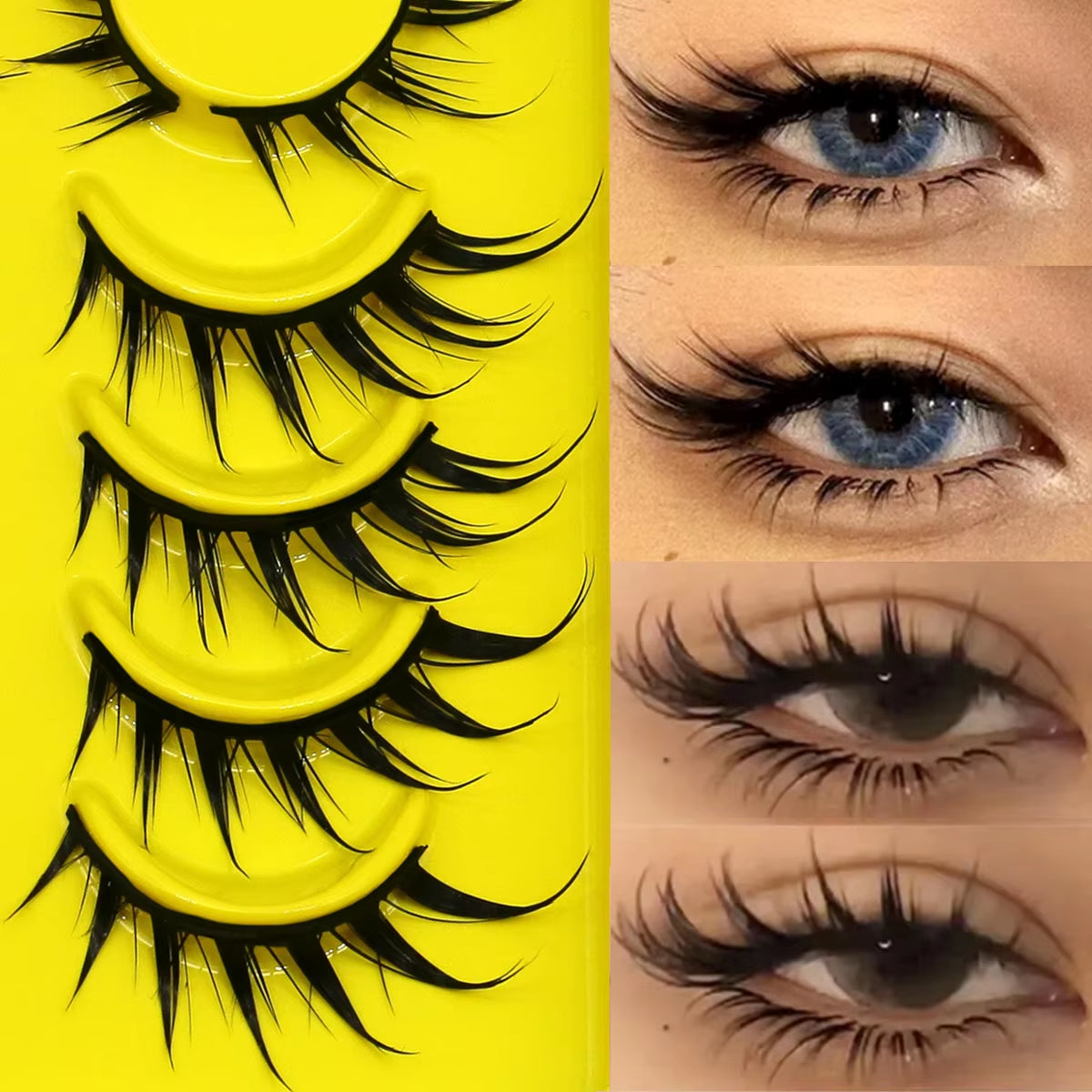 Manga Lashes Cat Eye Lashes 3D Natural False Lashes Fluffy Soft Cross Wispy Natural Eyelash Extension Makeup