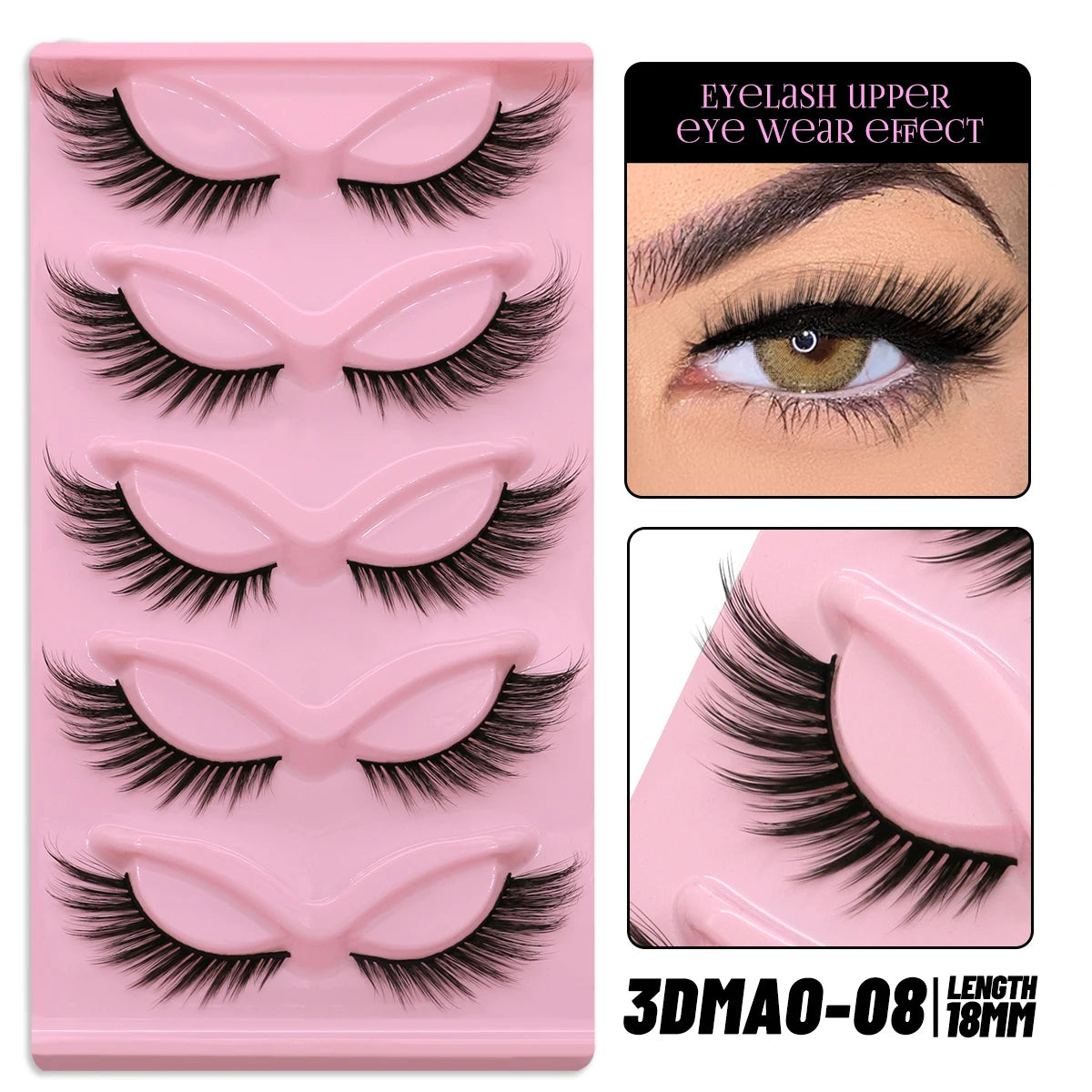 Cat Eye Lashes Natural Long Clear Band Lashes Winged End Eye Elongated Eyelashes Faux Mink Eyelashes Makeup