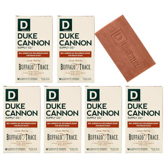 Big Brick of Soap Bar for Men Big American Bourbon Made W/Buffalo Trace (Charred Oak Barrel Scent) Multi-Pack - Superior Grade, Extra Large, All Skin Types, 10 Oz (6 Pack)