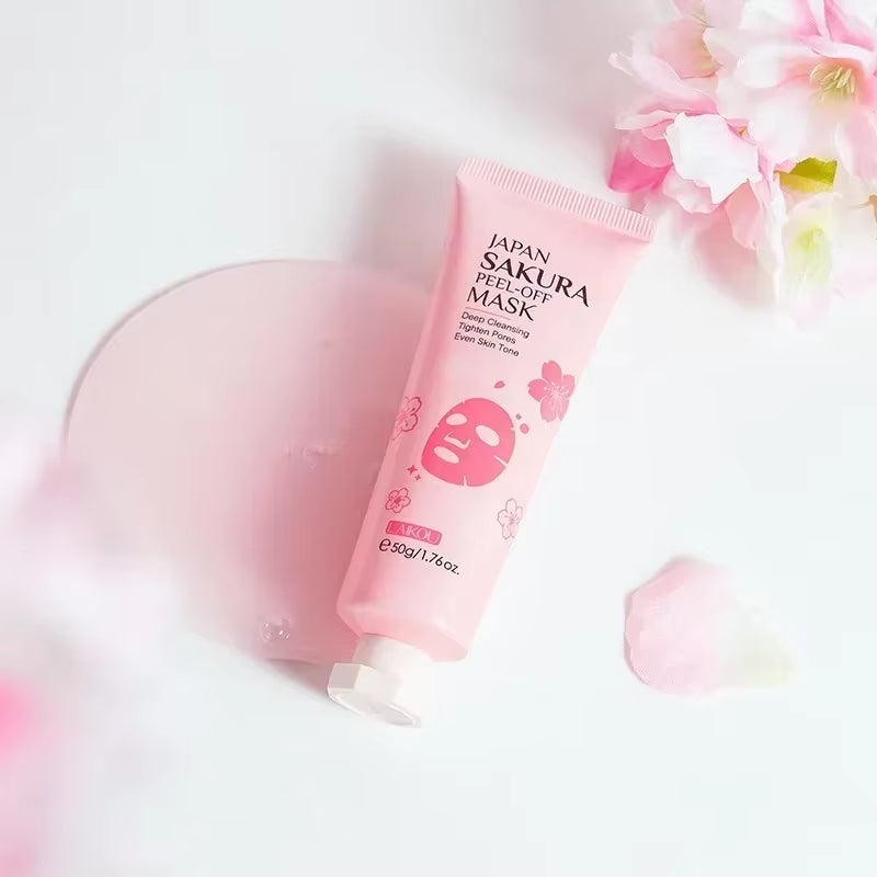 Sakura Peeling Face Mask Deep Cleansing anti Aging Hydrating Repairing Brighten Skin Tone Facial Skin Care 50G