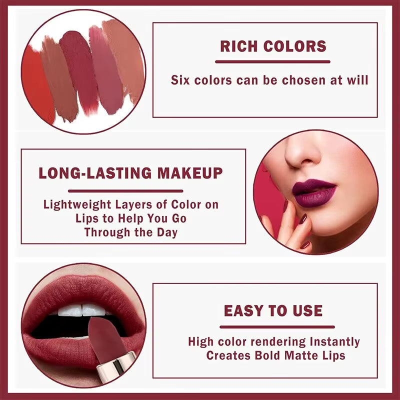 High-Pigmented Matte Lipstick Velvet Waterproof Long-Lasting Makeup Lips Cosmetics