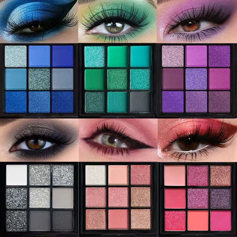 9-Grid Red Eyeshadow Palette Purple Glitter Pearlescent Matte Eye Shadow Shimmer Makeup Long Lasting Women Beauty Eye Cosmetics