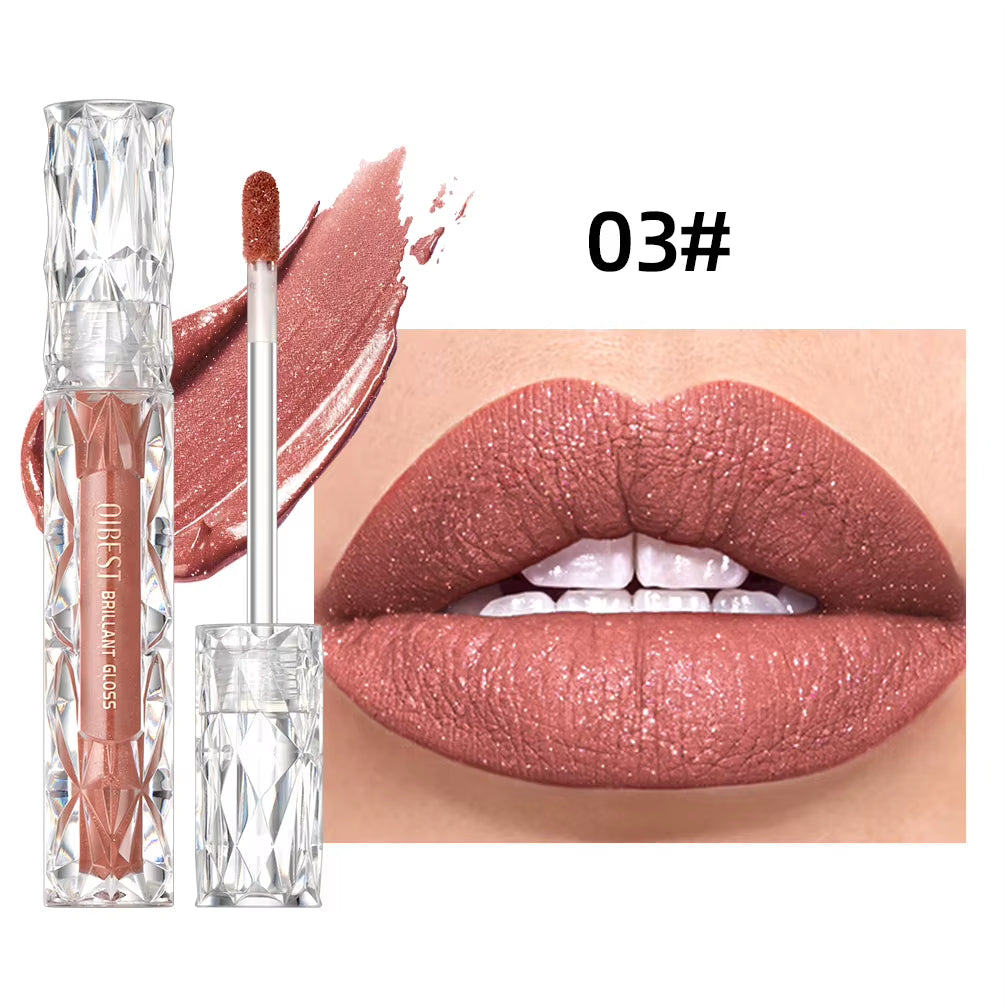 Waterproof Diamond Shimmer Glitter Lipgloss Matte Liquid Lipstick Shiny Pearl Lip Glaze Long Lasting Liptint Women Makeup