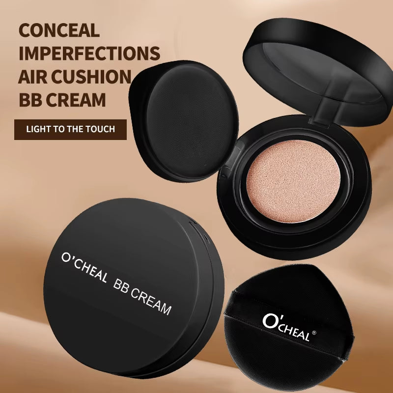 OCHEAL BB Cream Air Cushion Full Coverage Waterproof Long-Lasting Concealer Cushion Compact Face Makeup Foundation CC Cream