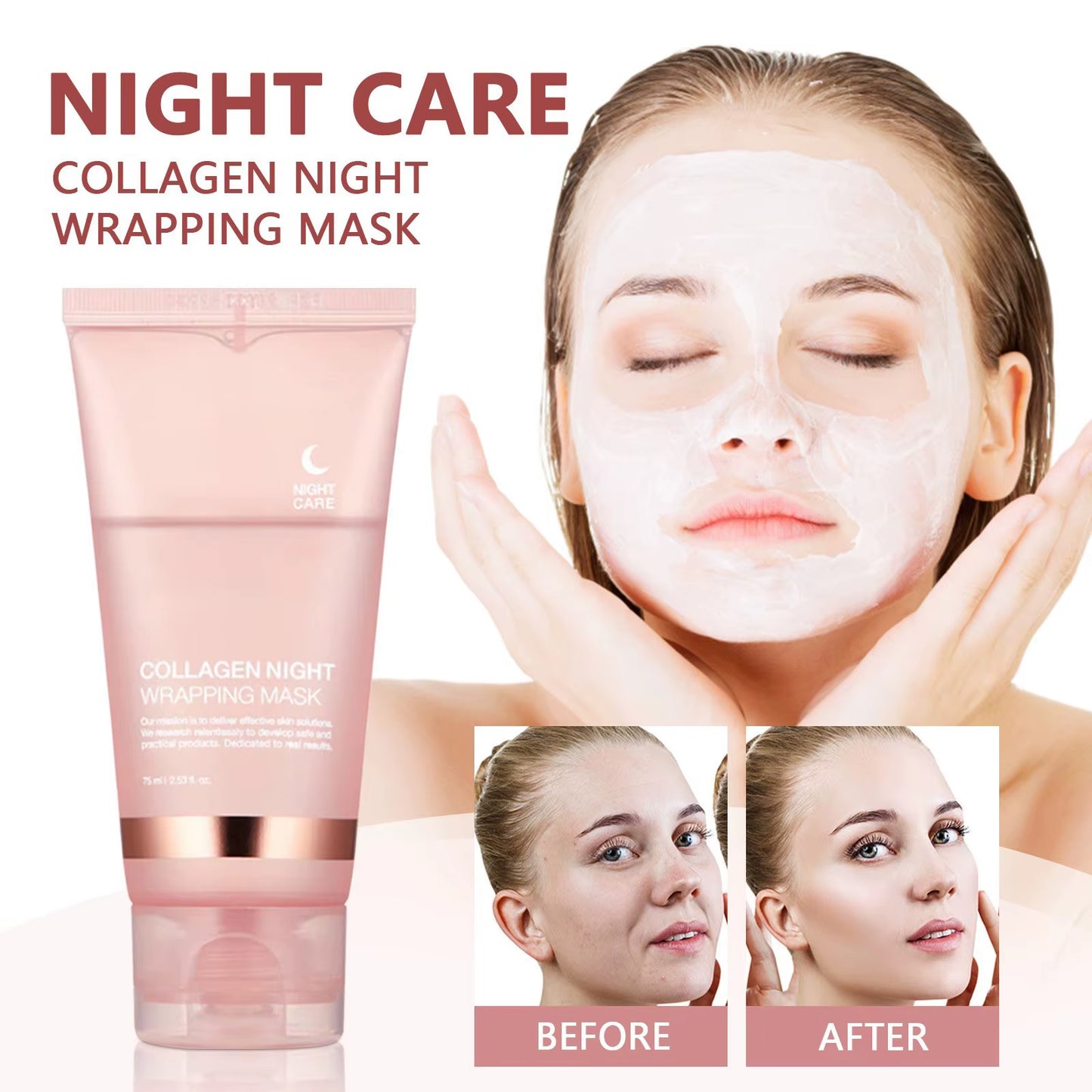 (1/4 Pc)Medicube Collagen Overnight Wrapping Peel off Facial Mask Pack - Elasticity & Hydration Care, Reduces Sagging & Dullness