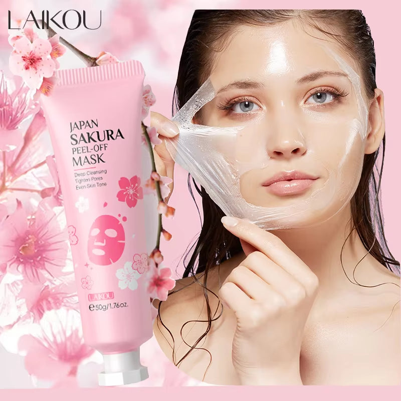 Sakura Peeling Face Mask Deep Cleansing anti Aging Hydrating Repairing Brighten Skin Tone Facial Skin Care 50G