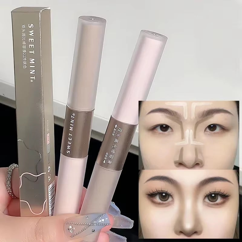 Double-Ended Highlighting Contouring Stick 2-In-1 Concealer Pencil Cement Grey Three-Dimensional Nose Shadow Bronzers Makeup Pen