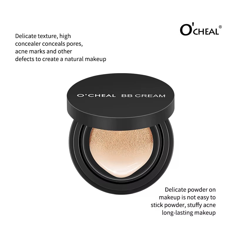 OCHEAL BB Cream Air Cushion Full Coverage Waterproof Long-Lasting Concealer Cushion Compact Face Makeup Foundation CC Cream