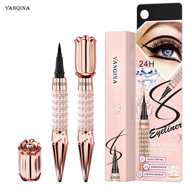 Precision Liquid Eyeliner Pen - Long-Lasting, Waterproof, Transfer-Proof, Quick-Dry Black Eyeliner with Sparkling Design