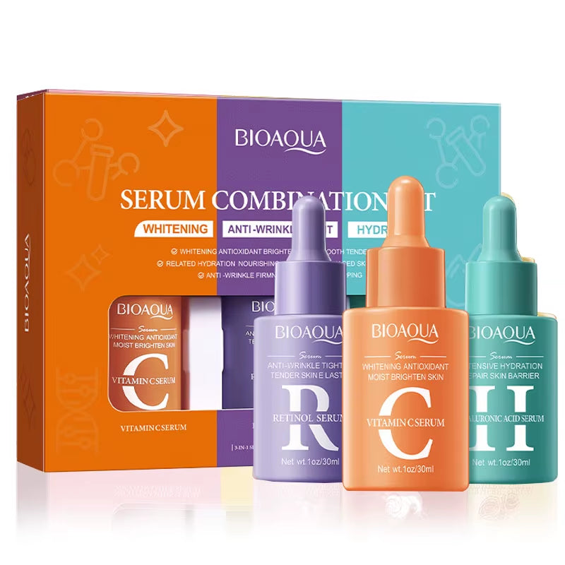 3Pcs BIOAQUA Vitamin C Retinol Hyaluronic Acid Serum Face Moisturizing anti Wrinkle Whitening Facial Essence Skin Care Products