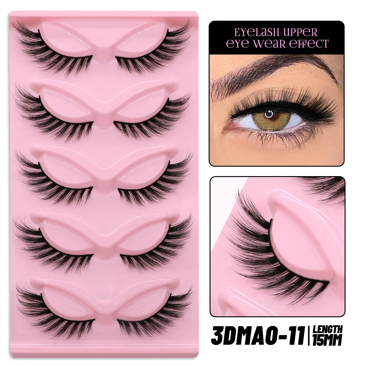 Cat Eye Lashes Natural Long Clear Band Lashes Winged End Eye Elongated Eyelashes Faux Mink Eyelashes Makeup