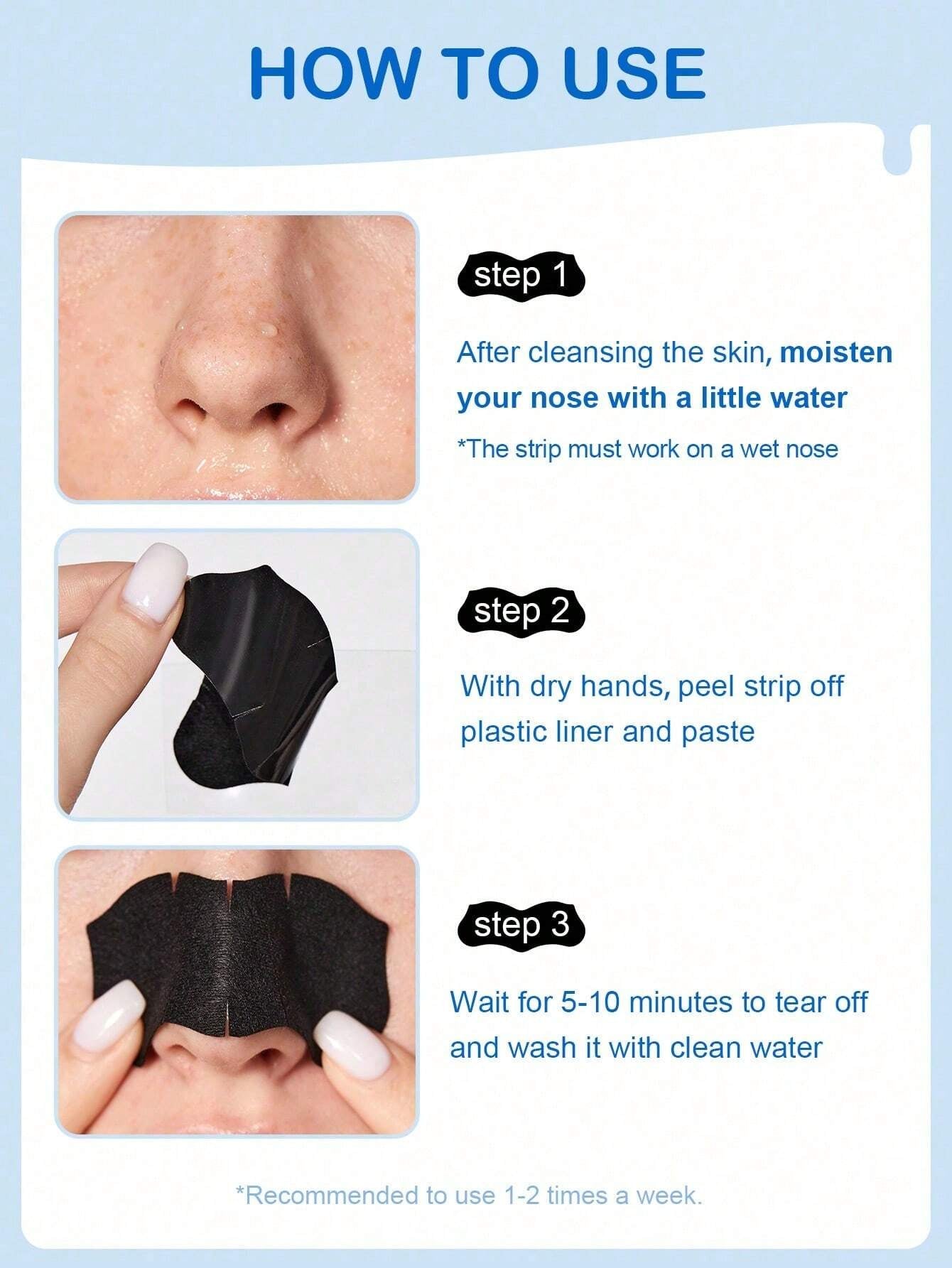 SLOWSUNDAYTM Blackhead Remover Nose Strips, Deep Cleanse and Refresh Your Skin, for Blackhead Removal on Oily Skin, with Instant Pore Unclogging, Features Natural Charcoal, 10Pcs