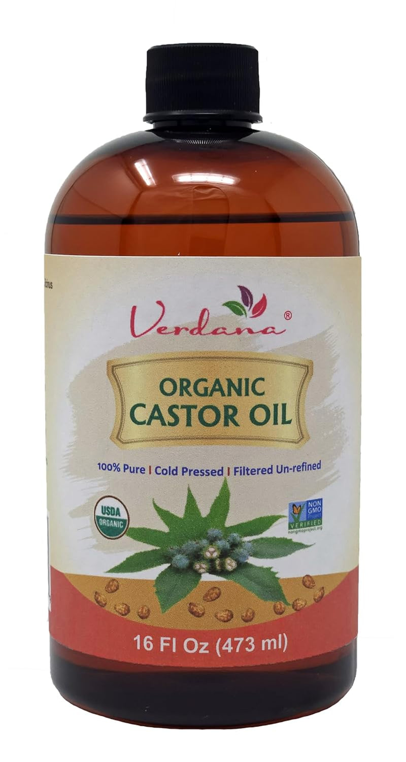 Organic Castor Oil – 16 Fl Oz Size – Cold Pressed, Unrefined, Hexane Free - for Face, Hair, Pack Wrap