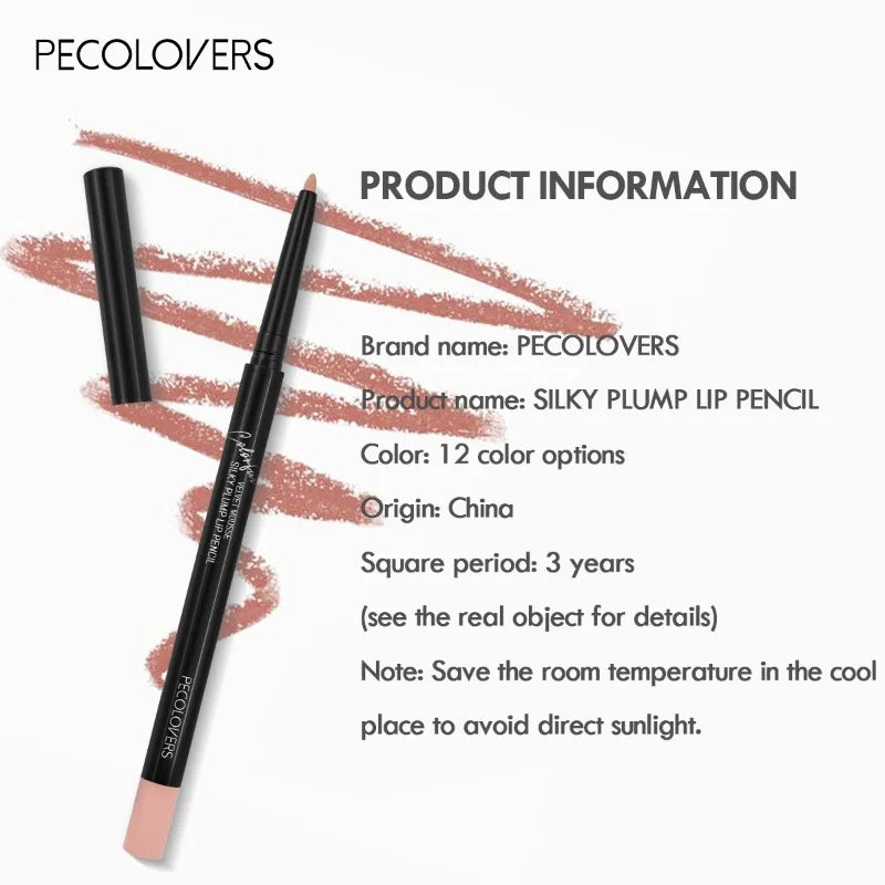 Waterproof Matte Lipliner Pencil Red Contour Tint Lipstick Long Lasting Non-Stick Cup Moisturising Lips Makeup 12 Colors