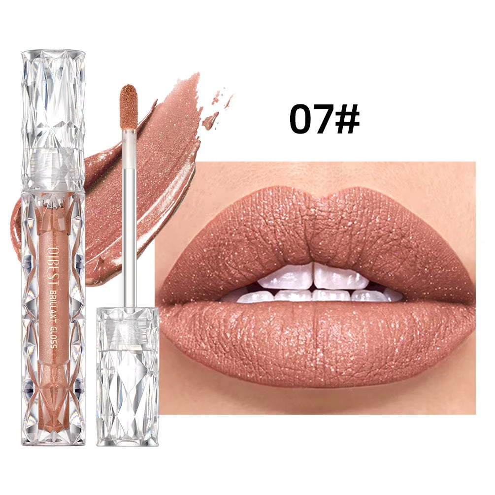 Waterproof Diamond Shimmer Glitter Lipgloss Matte Liquid Lipstick Shiny Pearl Lip Glaze Long Lasting Liptint Women Makeup