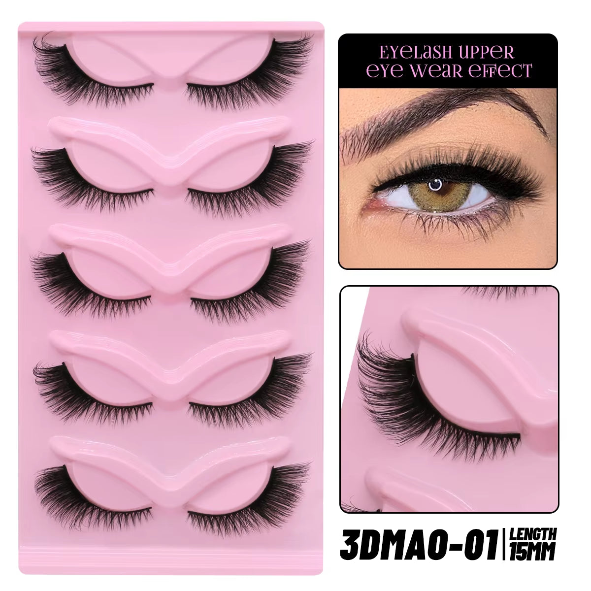 Cat Eye Lashes Natural Long Clear Band Lashes Winged End Eye Elongated Eyelashes Faux Mink Eyelashes Makeup