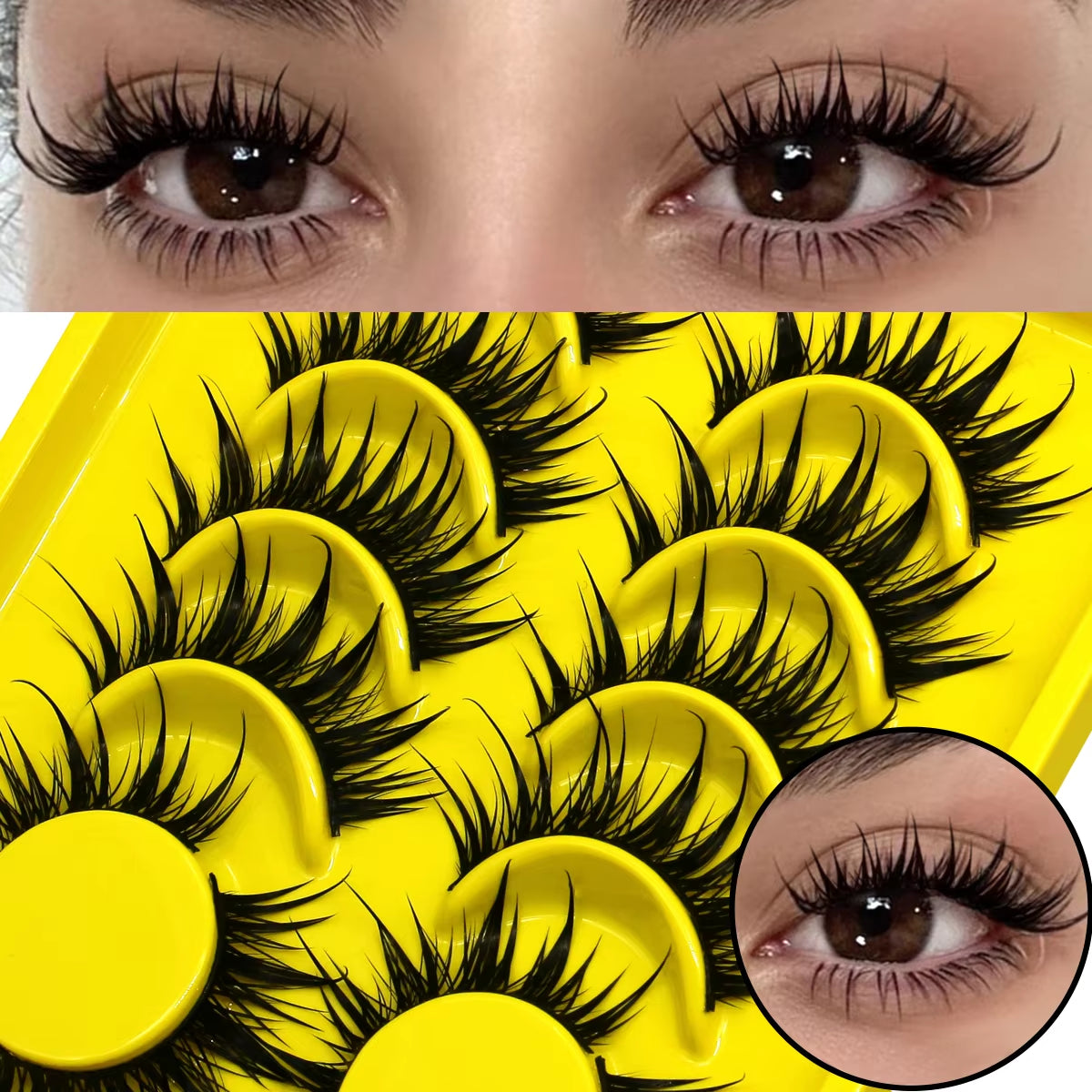 Manga Lashes Cat Eye Lashes 3D Natural False Lashes Fluffy Soft Cross Wispy Natural Eyelash Extension Makeup