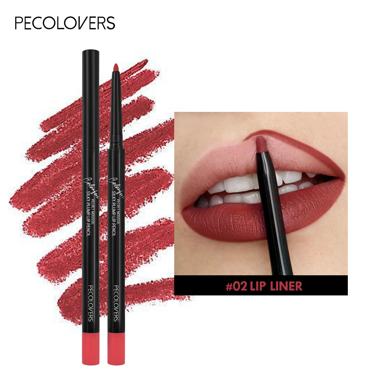 Waterproof Matte Lipliner Pencil Red Contour Tint Lipstick Long Lasting Non-Stick Cup Moisturising Lips Makeup 12 Colors