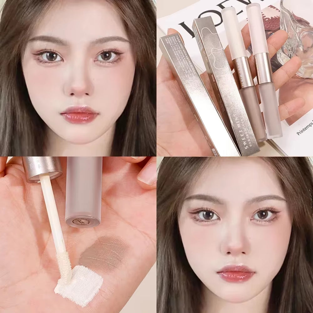 Double-Ended Highlighting Contouring Stick 2-In-1 Concealer Pencil Cement Grey Three-Dimensional Nose Shadow Bronzers Makeup Pen