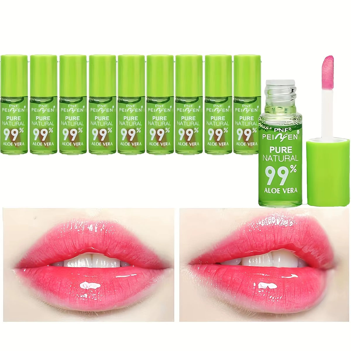 10 Aloe Vera Warm Change Lipstick Moisturizing Tinted Lip Oil Set