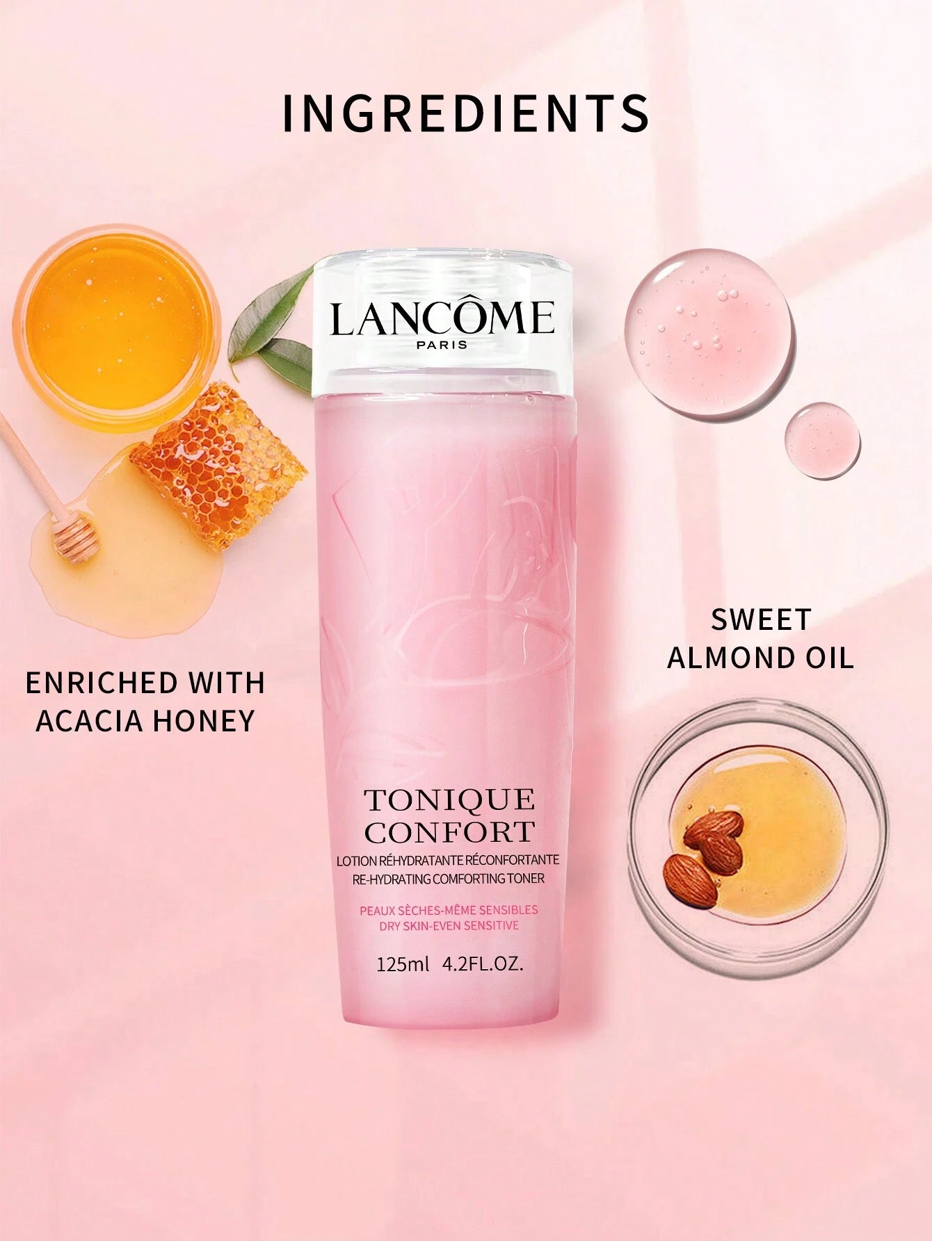 LancôMe LancôMe Tonique Confort Re-Hydrating Comforting Toner, Dry Skin-Even Sensitive for Improved Skin Hydration 4.2 FL.OZ./125ML Mini Size (New and Old Versions Are Shipped Randomly)