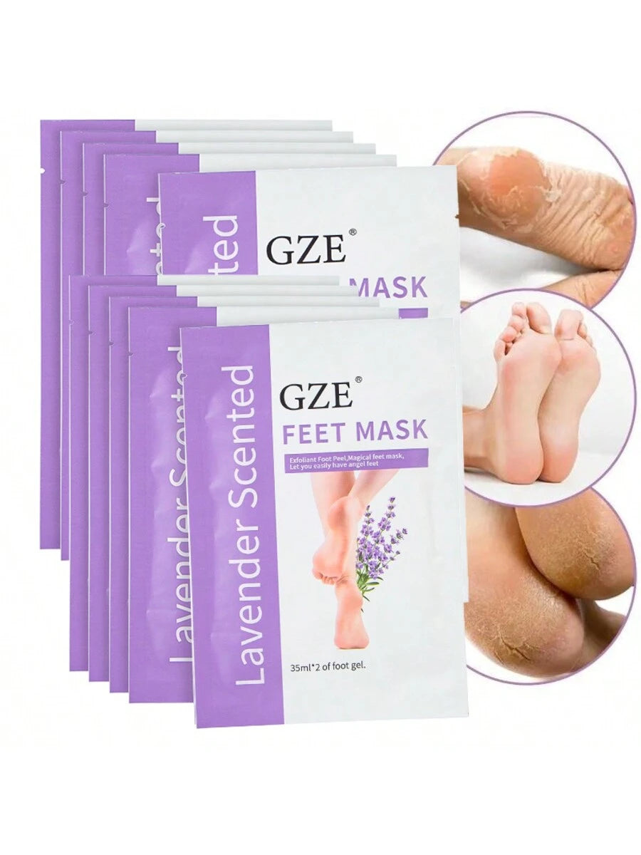 GZE Foot Peeling Mask 1 Pack Exfoliator Peel off Calluses Dead Skin Callus Remover Baby Soft Smooth Touch Feet-Men Women (Lavender) Exfoliating Mask for Dry Cracked Feet