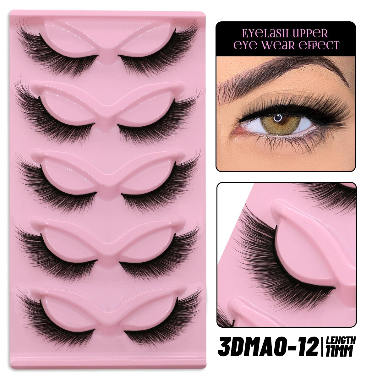 Cat Eye Lashes Natural Long Clear Band Lashes Winged End Eye Elongated Eyelashes Faux Mink Eyelashes Makeup