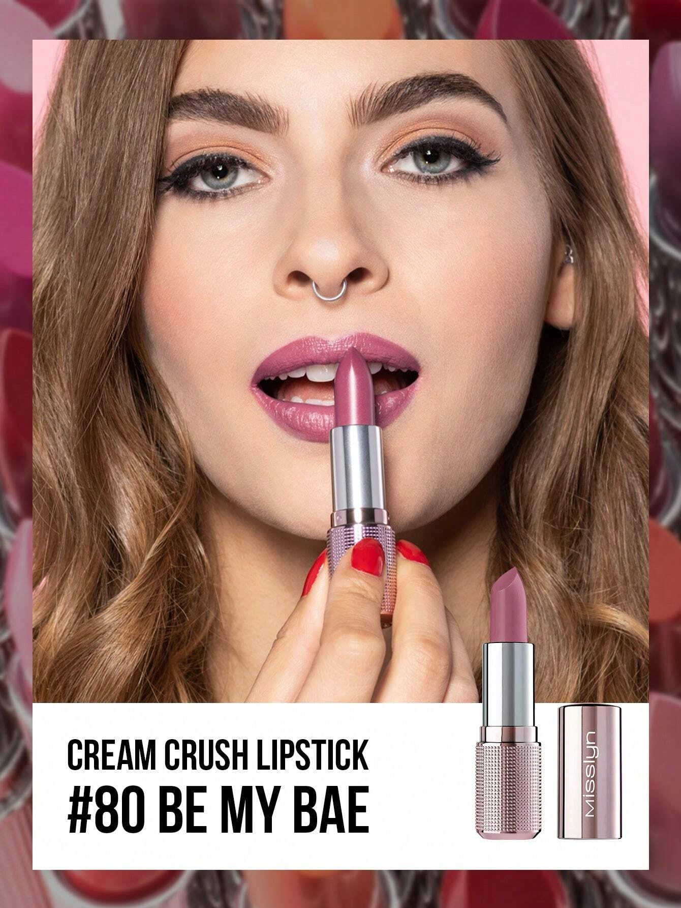 Misslyn Cream Crush Lipstick, Creamy Non-Stick Hydrating Lipstick, Creamy Hydrating Satin Lipstick High-Shine Rich Buildable Nude, Y2K Makeup Party Beach Travel Holiday Camping Outdoors Present Rose Fashion Girl New Year Cosmetic Cosplay Best Trip Festivals Color Fancy Campus School Charm Vibe Cny Chinese New Year, Valentine'S Day Gifts,Vegan,Cruelty Free