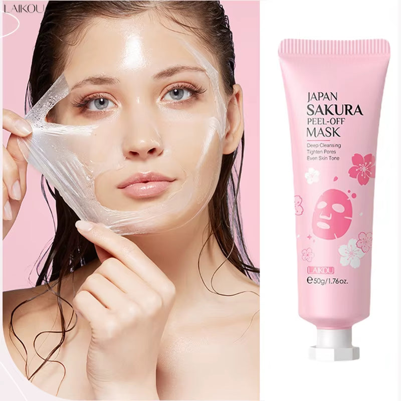 Sakura Peeling Face Mask Deep Cleansing anti Aging Hydrating Repairing Brighten Skin Tone Facial Skin Care 50G