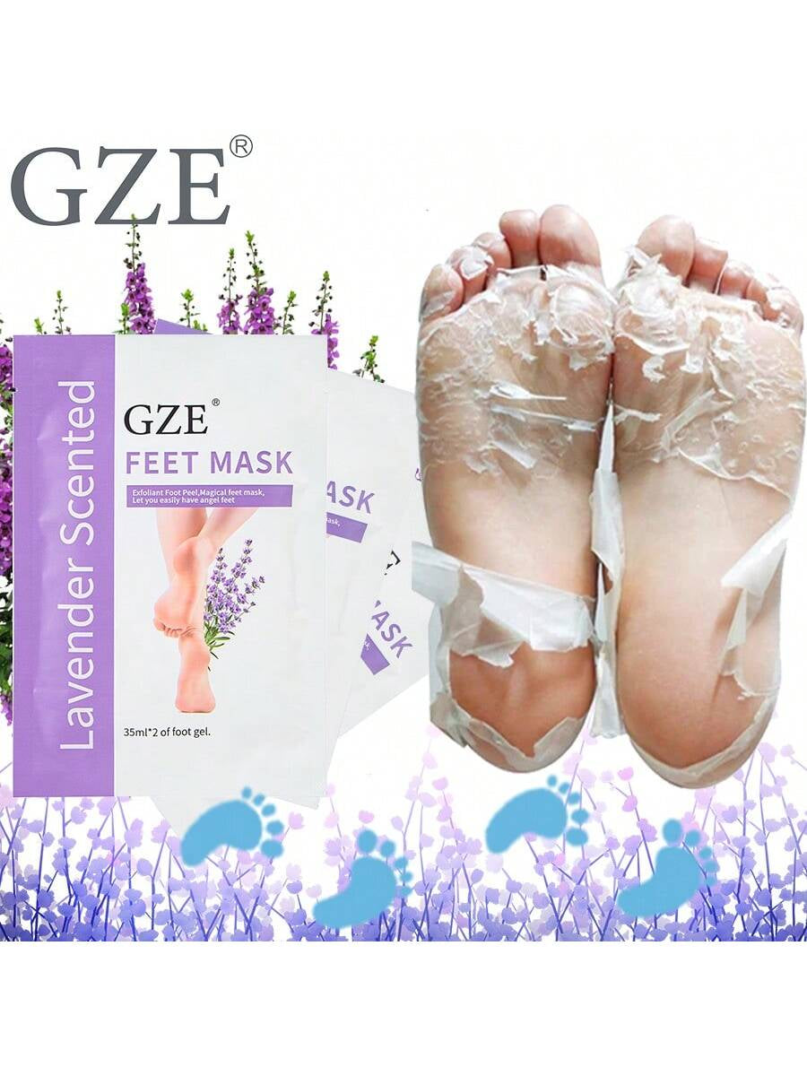 GZE Foot Peeling Mask 1 Pack Exfoliator Peel off Calluses Dead Skin Callus Remover Baby Soft Smooth Touch Feet-Men Women (Lavender) Exfoliating Mask for Dry Cracked Feet