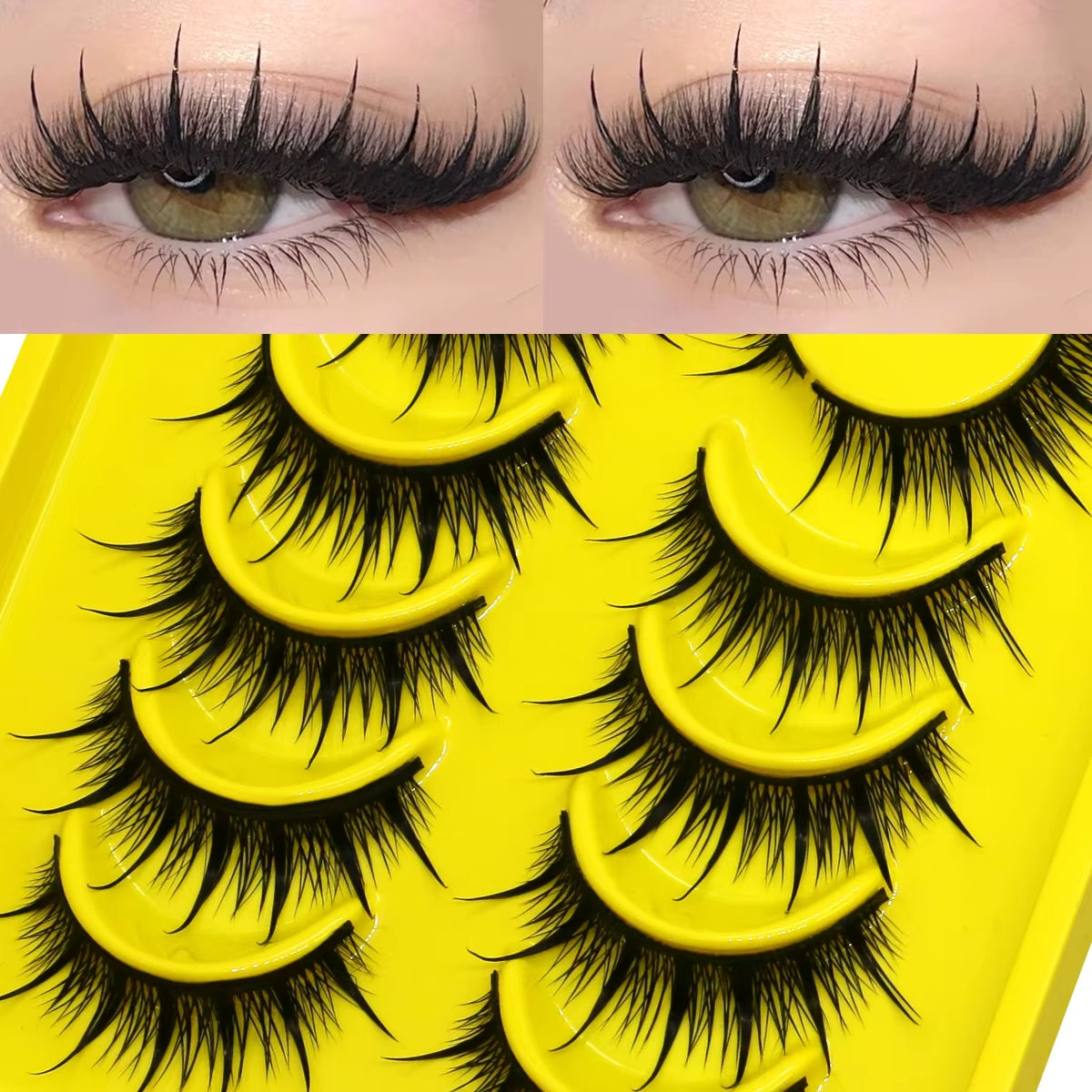 Manga Lashes Cat Eye Lashes 3D Natural False Lashes Fluffy Soft Cross Wispy Natural Eyelash Extension Makeup