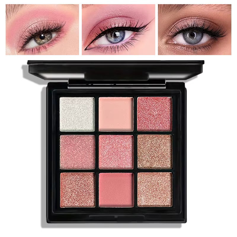 9-Grid Red Eyeshadow Palette Purple Glitter Pearlescent Matte Eye Shadow Shimmer Makeup Long Lasting Women Beauty Eye Cosmetics