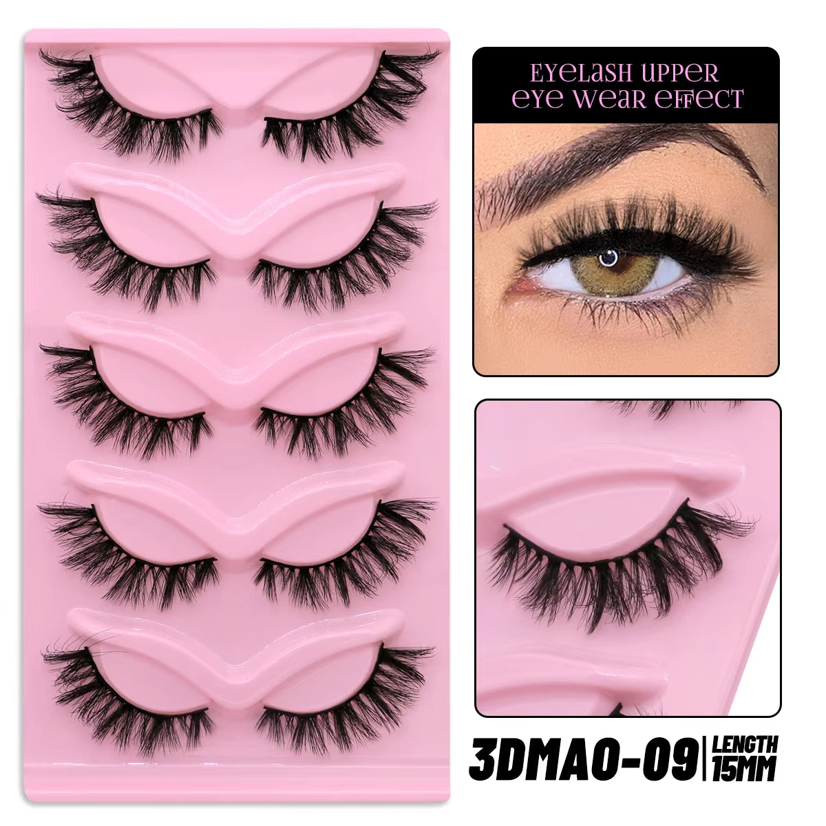 Cat Eye Lashes Natural Long Clear Band Lashes Winged End Eye Elongated Eyelashes Faux Mink Eyelashes Makeup