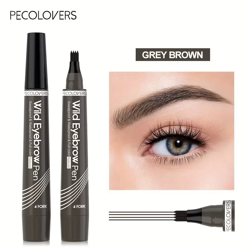 6 Colors 1Pc Eyebrow Pen Waterproof 4 Split Tip Eyebrows Pen Eyebrow Tattoo Pen Waterproof Liquid Black Eyebrow Makeup Pencil