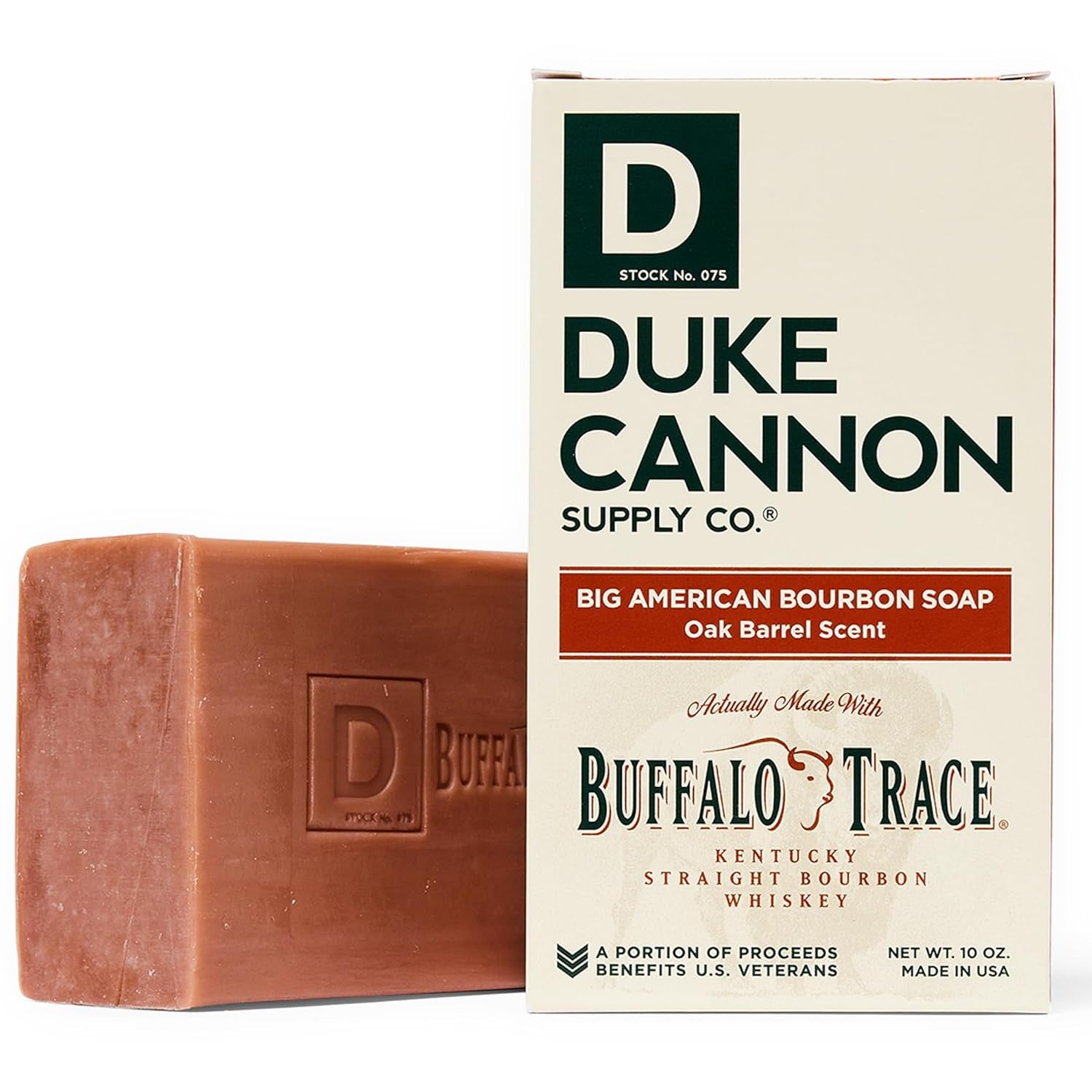 Big Brick of Soap Bar for Men Big American Bourbon Made W/Buffalo Trace (Charred Oak Barrel Scent) Multi-Pack - Superior Grade, Extra Large, All Skin Types, 10 Oz (6 Pack)