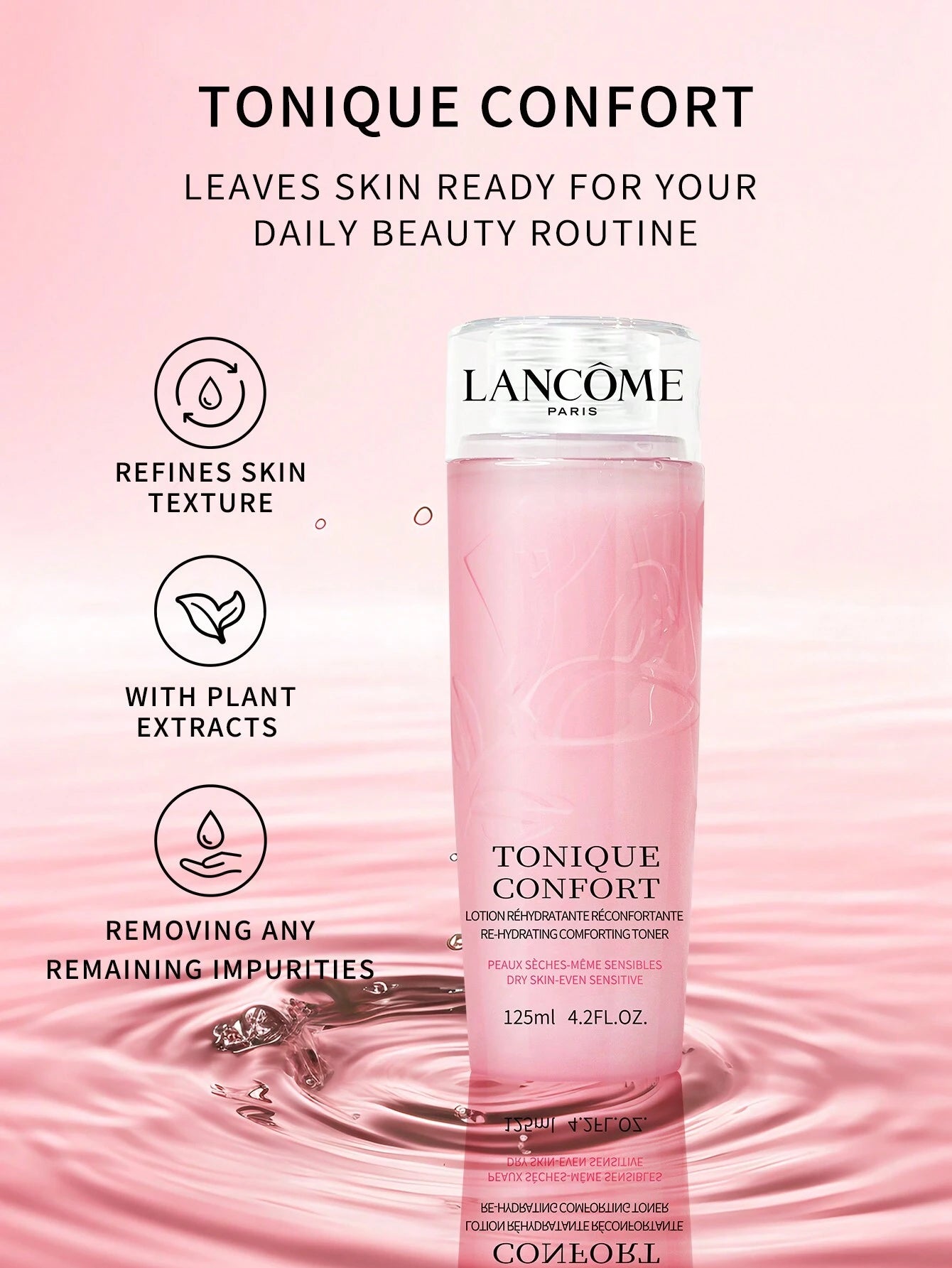 LancôMe LancôMe Tonique Confort Re-Hydrating Comforting Toner, Dry Skin-Even Sensitive for Improved Skin Hydration 4.2 FL.OZ./125ML Mini Size (New and Old Versions Are Shipped Randomly)