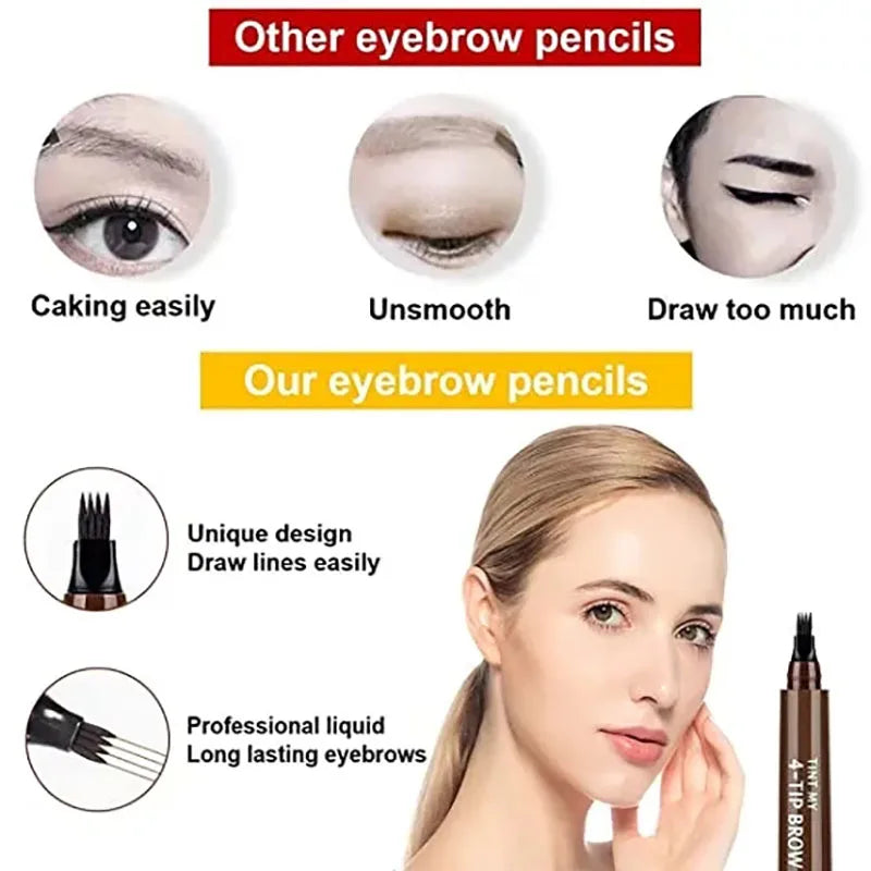 5 Colors Microblading Eyebrow Pen Waterproof Liquid Eyebrow Pencil Long Lasting Eyebrow Pen 4 Oints Eyebrow Pen Cosmetics