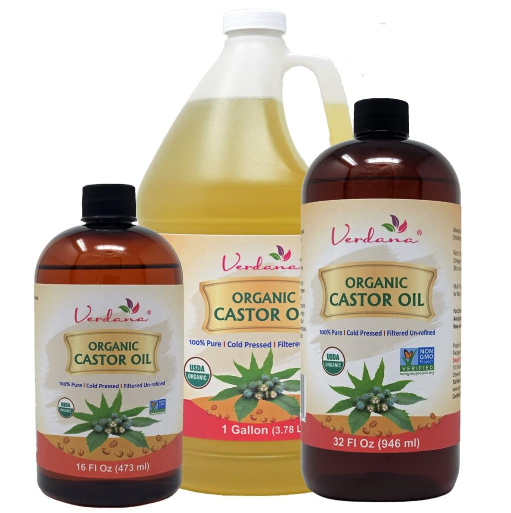 Organic Castor Oil – 16 Fl Oz Size – Cold Pressed, Unrefined, Hexane Free - for Face, Hair, Pack Wrap