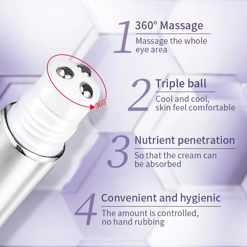 anti Wrinkle anti Dark Circle Eye Cream Roller Massager Moisturizing Eye Bags anti Aging Hyaluronic Acid Eye Skin Care