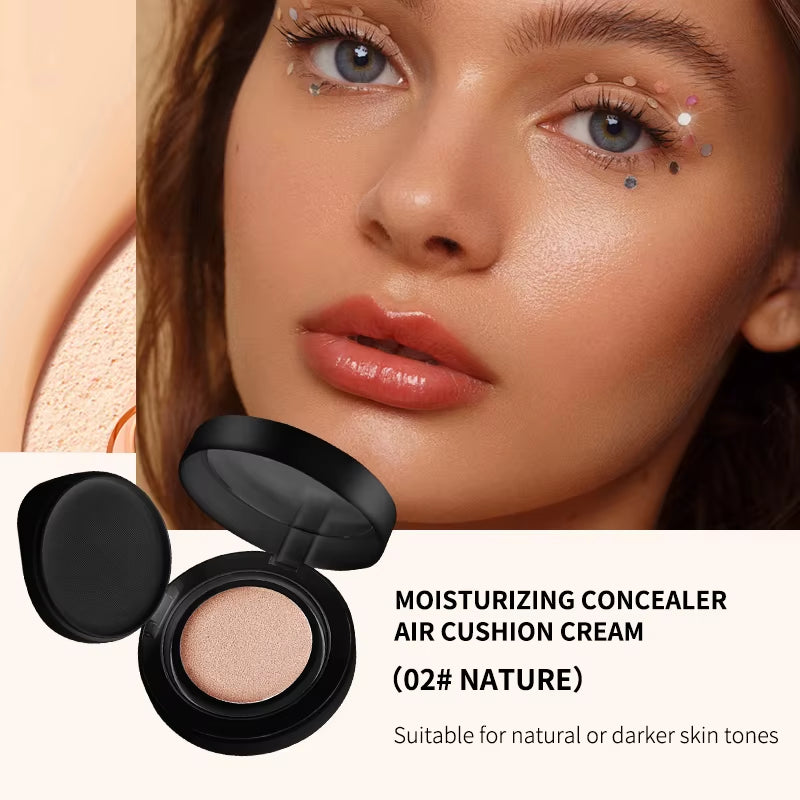 OCHEAL BB Cream Air Cushion Full Coverage Waterproof Long-Lasting Concealer Cushion Compact Face Makeup Foundation CC Cream